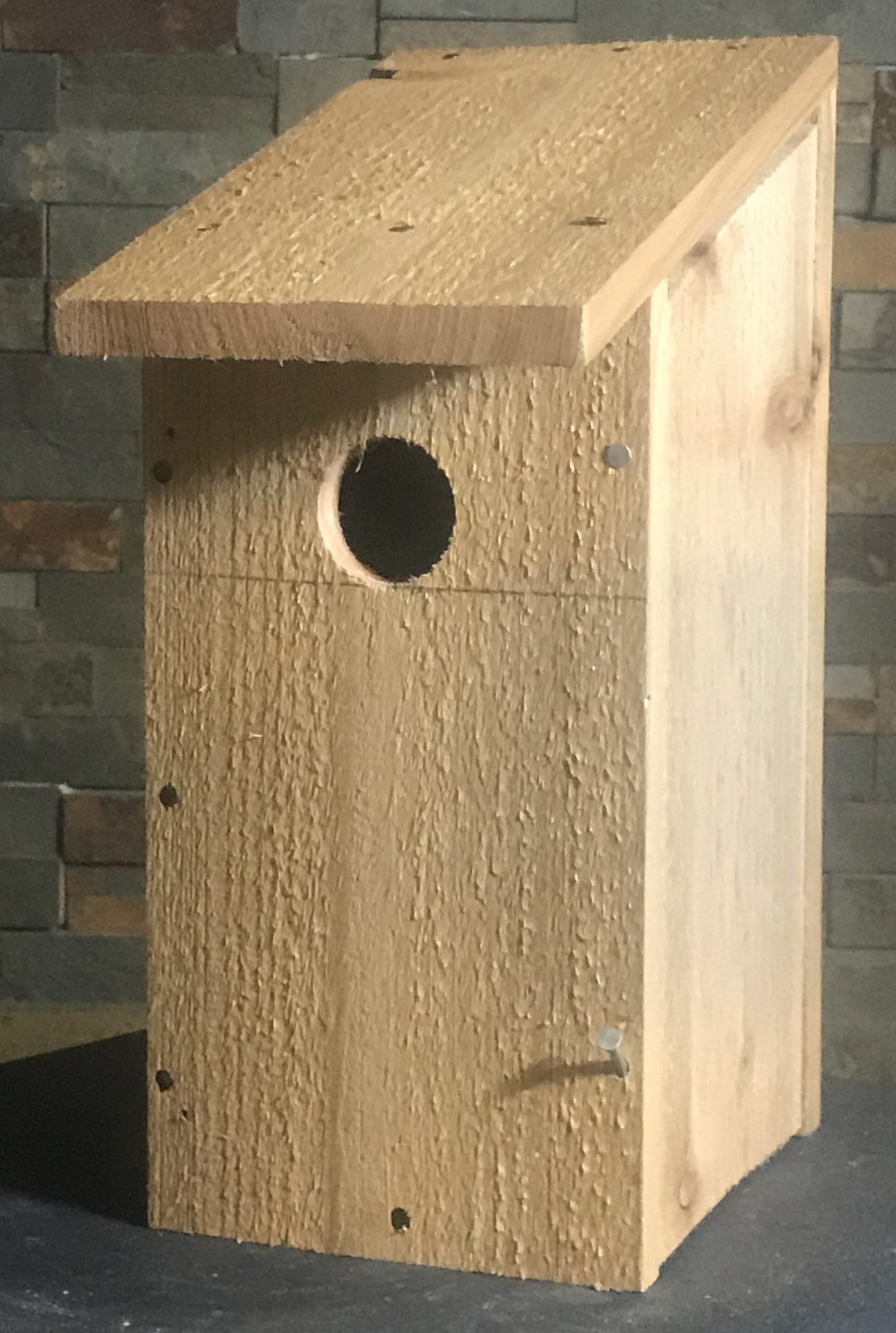 bluebird house using a single fence picket