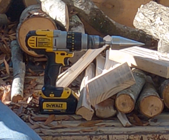 Cone Splitter on DeWalt Drill